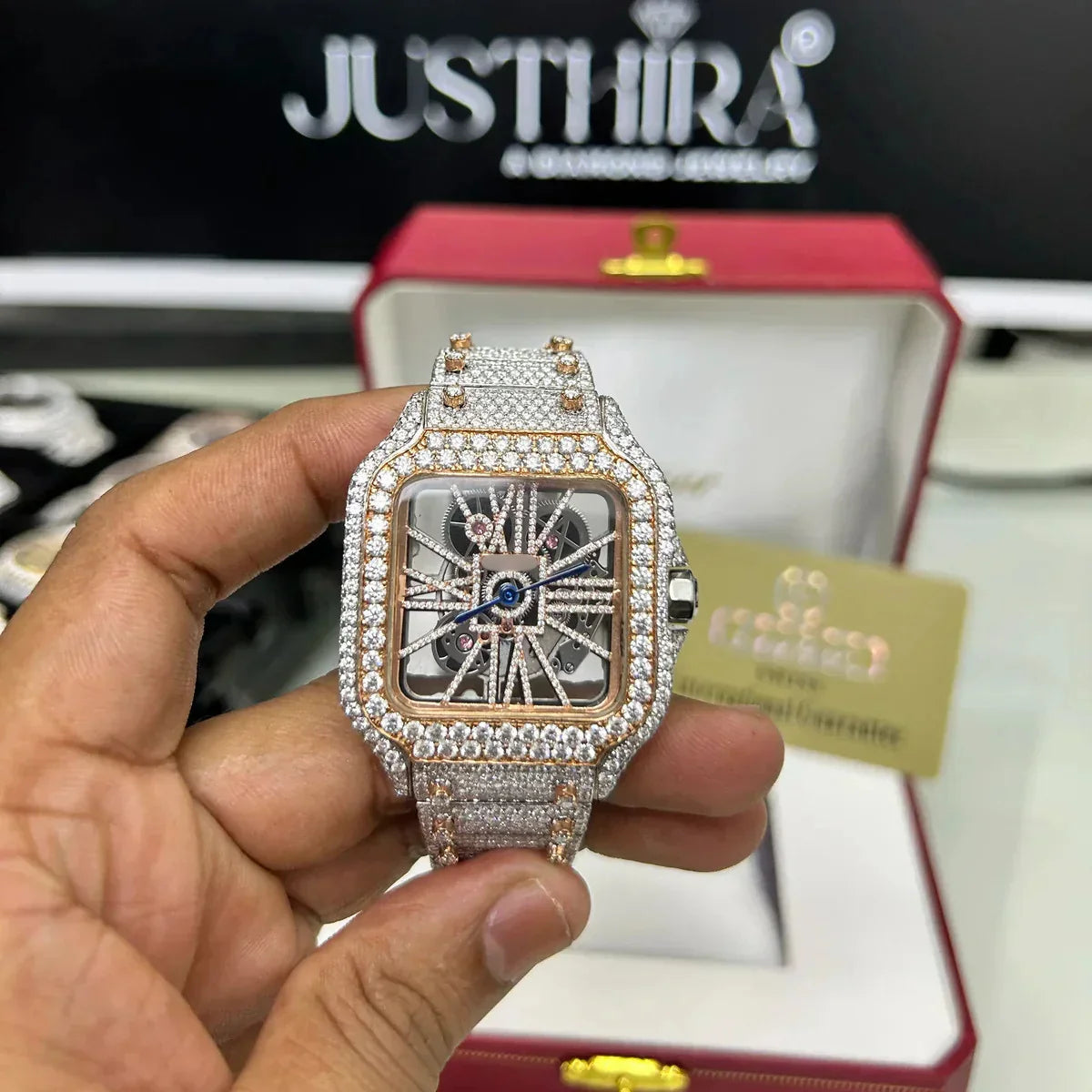 Moissanite Skeleton Watch