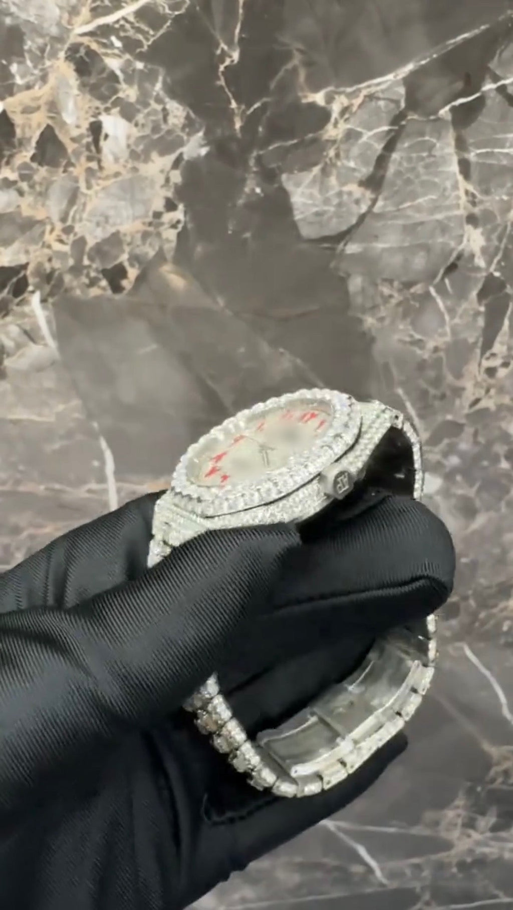 1:1 Red Iced Out Luxury Wrist Bling