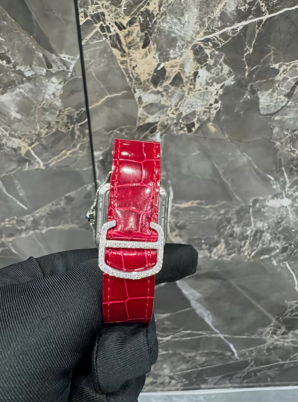 1:1 Red Iced Out Skeleton Wrist Bling