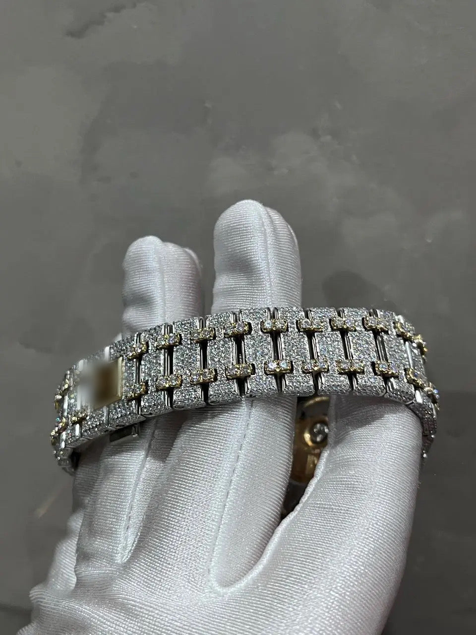 1:1 Two-Tone Gold Iced Out Wrist Bling