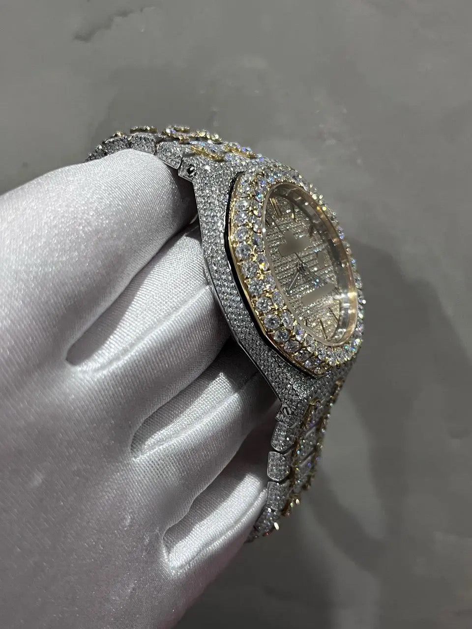 1:1 Two-Tone Gold Iced Out Wrist Bling