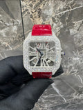 1:1 Red Iced Out Skeleton Wrist Bling