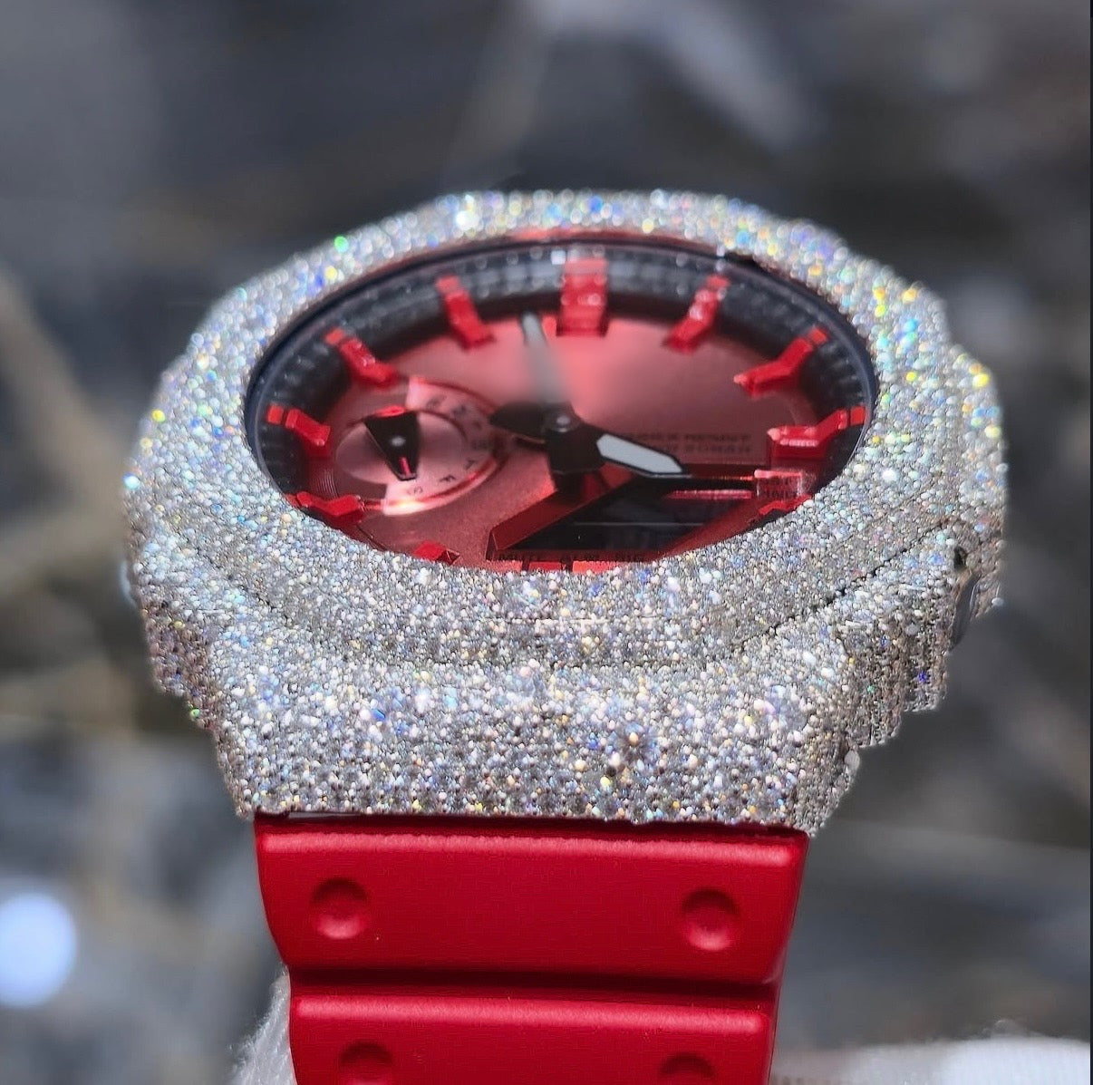 1:1 Red Iced Out Shocker Wrist Bling