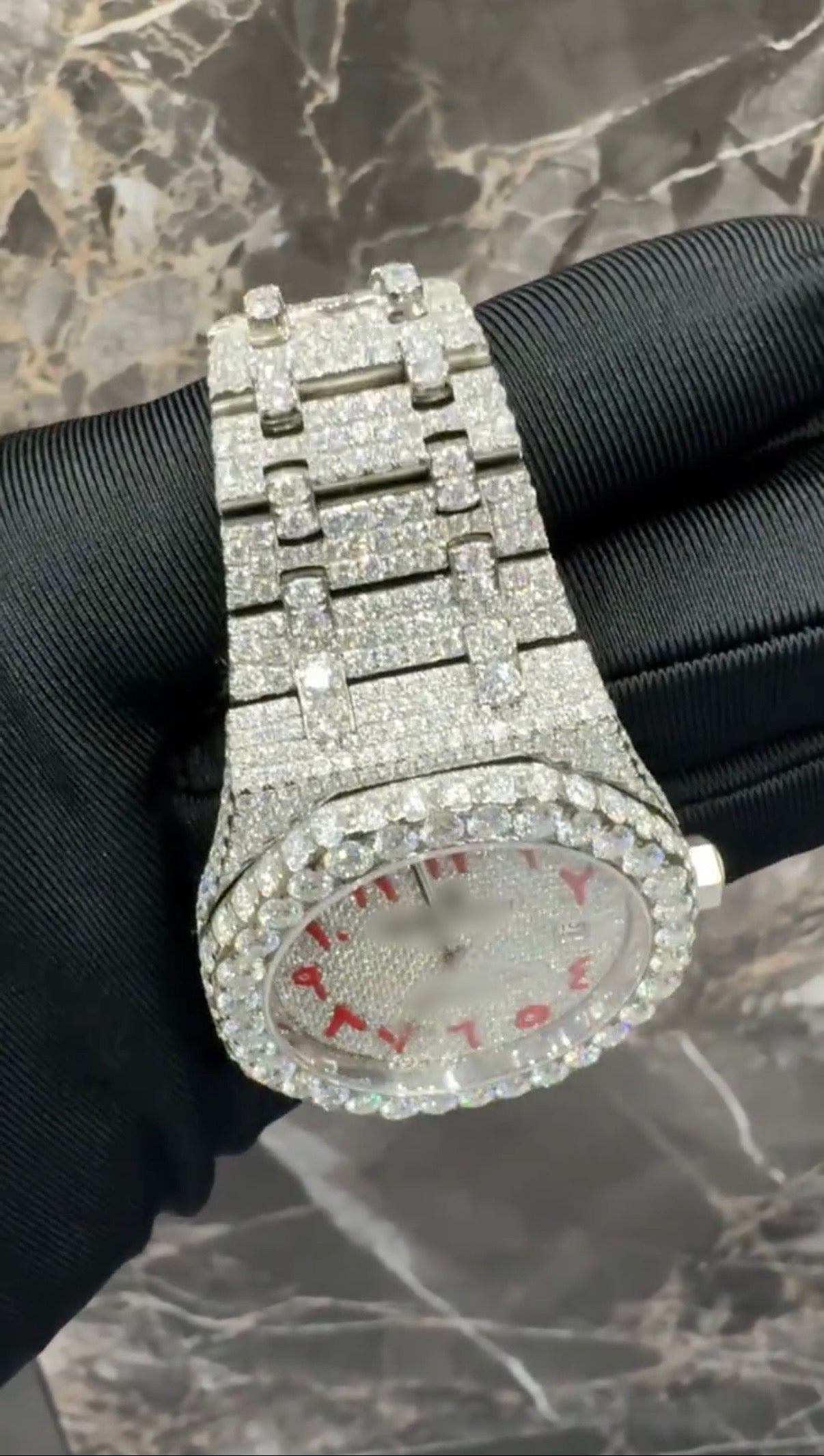 1:1 Red Iced Out Luxury Wrist Bling