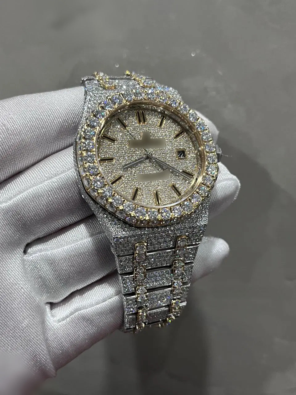 1:1 Two-Tone Gold Iced Out Wrist Bling