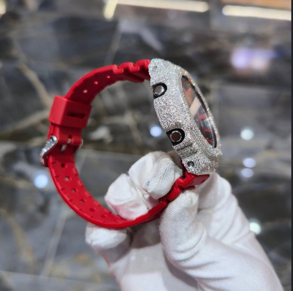 1:1 Red Iced Out Shocker Wrist Bling