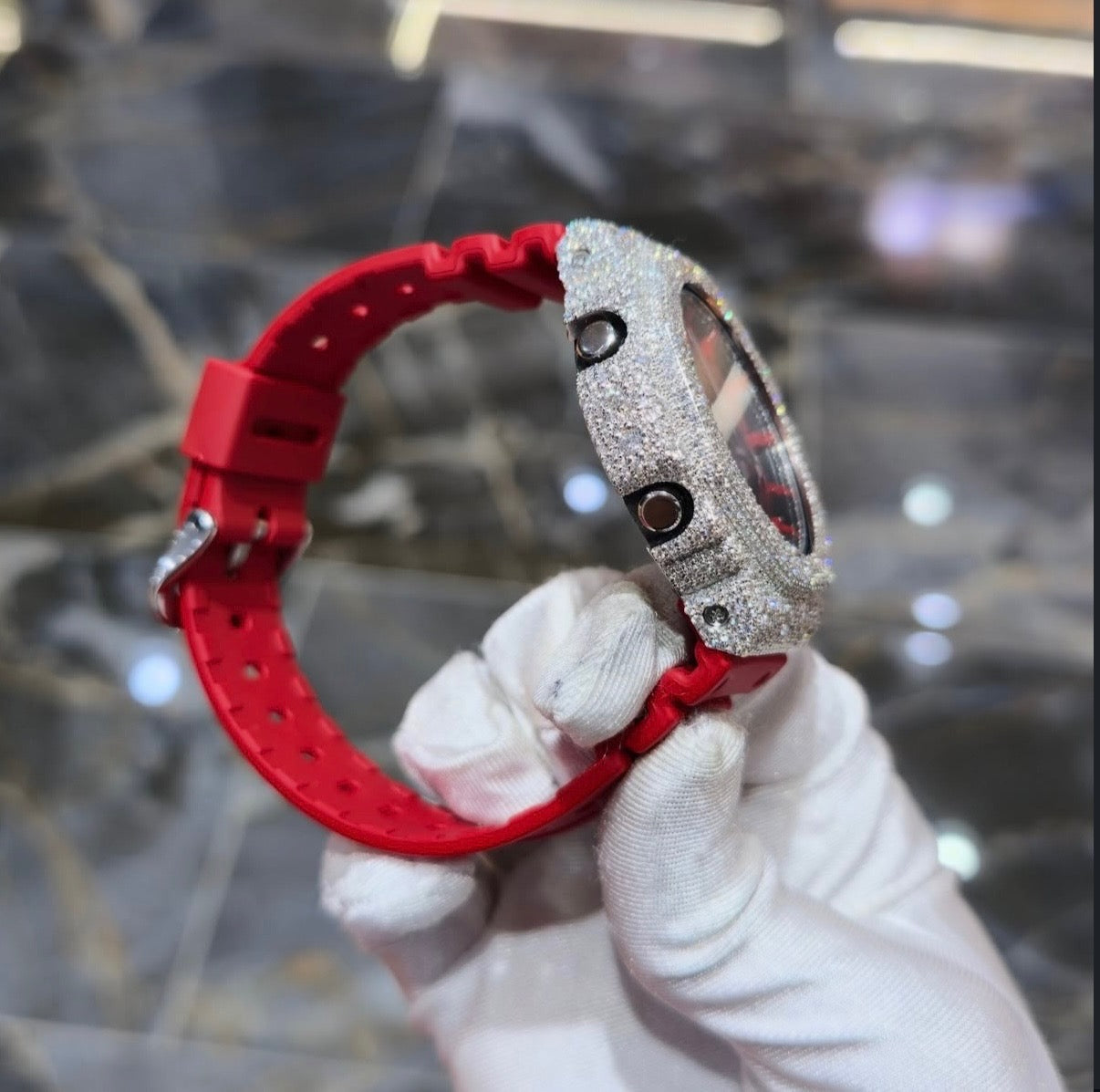 1:1 Red Iced Out Shocker Wrist Bling