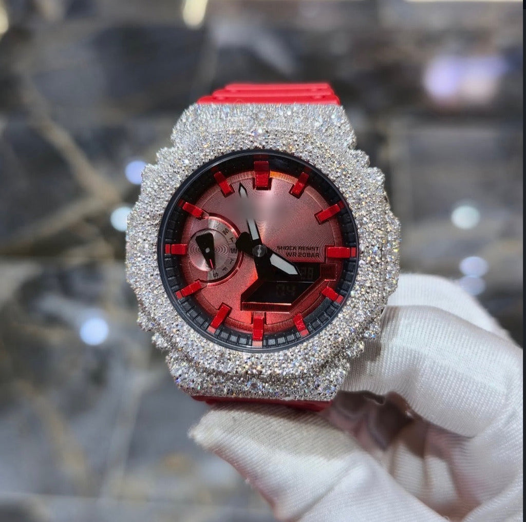 1:1 Red Iced Out Shocker Wrist Bling