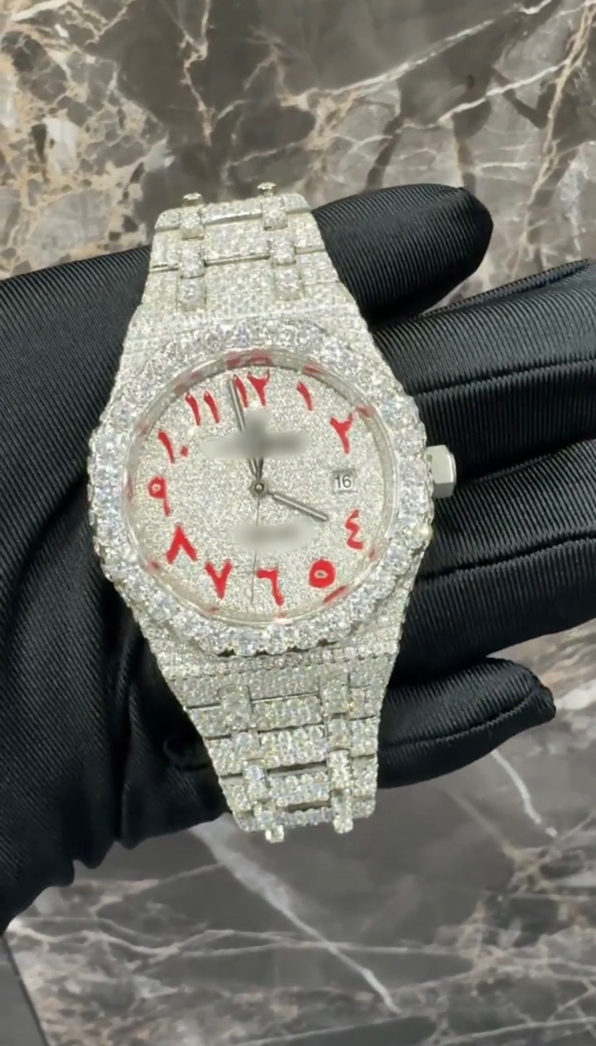 1:1 Red Iced Out Luxury Wrist Bling