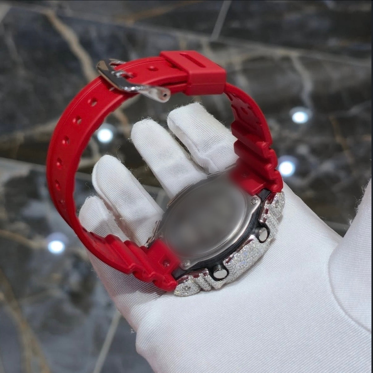 1:1 Red Iced Out Shocker Wrist Bling